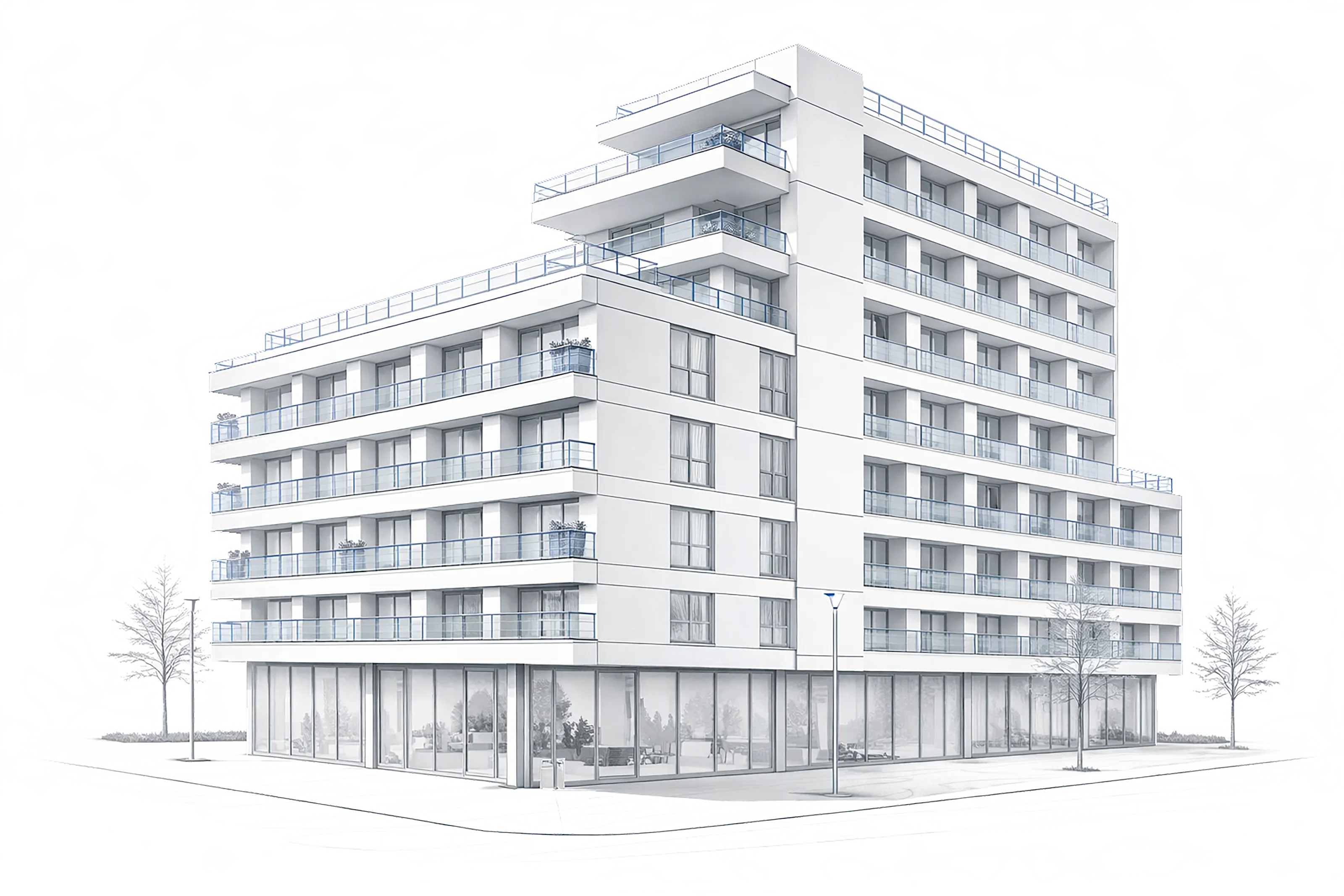 Estructura de casa transparente, diseño arquitectónico